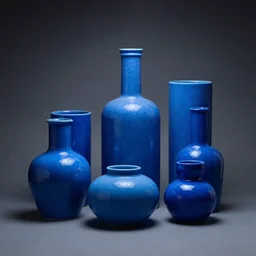 A collection of various blue things. 4k shot, dramatic studio lighting.