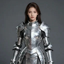 photo of a woman wearing silver armor