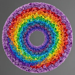 the inner molecules of a rainbow, macro - view, microscope capture, showing the inner most nature of color itself on the atomic level, roygbiv spectrum through particle analysis