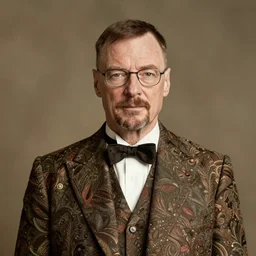 walter white, wearing an ornate suit, portrait, vintage photograph