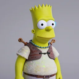 Shrek with bart simpsons head analog glitch art, spectacular quality, surrealism photography masterpiece, perfect composition