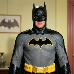 film still of robert pattison as batman, adam west era, campy, 1 9 6 6, bright, colorful, in color, silly