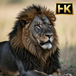 professional photograph of a majestic black lion, high quality, highly detailed, award-winning, HD, 8K, awe-inspiring