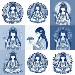 a japanese psychedelic love goddess : : a sense of awe, offering mushrooms, illustration, logo, collage, photocollage, fotocollage, double - exposure, cool color palette, hyperdimensional, good, powerful, massive scale, massive, slime, amanita - muscaria, insanely detailed and intricate, hypermaximalist, elegant, ornate, hyper realistic, super detailed, by tadanori yokoo
