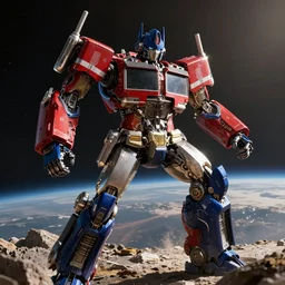Sephiroth body slamming Megatron in outer space