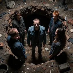 psychedelic trip in a deep hole surrounded by Scp 173