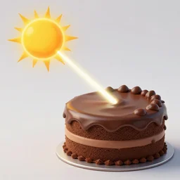 digital art synthwave art of a chocolate cake shooting lasers at the sun