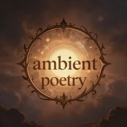ambient poetry logo fantasy artsy visualization, soft, dark, warm
