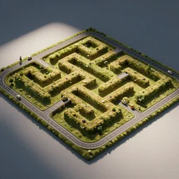 wimmelbilder maze made of cartoon rug roads, isometric, very sharp