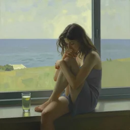 summertime sadness ( ( by atey ghailan ) ) ( ( ( and edward hopper ) ) )