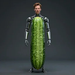 a full body shot of benedict cumberbatch as half human and a cucumber, ef 8 5 mm f 1. 8 usm, bionic scifi alexandre ferra, hyper detailed, digital art, trending in artstation, cinematic lighting, studio quality, smooth render, unreal engine 5 rendered, octane rendered