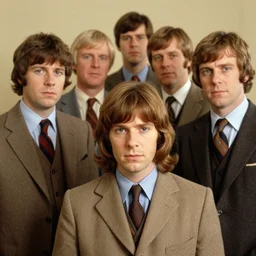 the cast of a nineteen seventies bbc crime drama. sharp colour photograph. soft lighting. depth of field. trending on artstation.