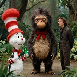 a strange creature in a zoo, film still from the movie directed by denis villeneuve and david cronenberg with art direction by salvador dali and dr. seuss