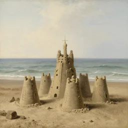 sand castles by the sea, by rembrandt,