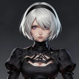 a stunning portrait of yorha 2b from nier, digital art by Ross Tran and Angel Ganev, highly detailed, trending on artstationhq