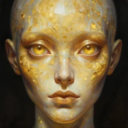 close up sci - fi cosmic horror art simon stalenhag marble eyes, gold amber and diamond skin, elegant, highly detailed, centered, digital painting, concept art, smooth, sharp focus, illustration, artgerm, tomasz alen kopera, peter mohrbacher, donato giancola, joseph christian leyendecker, wlop, frank frazetta