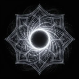 mandala art, point cloud, life, natural, volumetric, black hole space, particles, physical, translucence, cinematic lighting, gmunk, by quayola, iridescence