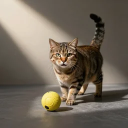 happy cat with ball, keith harding
