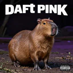 an album cover featuring a capybara in the style of Daft Punk