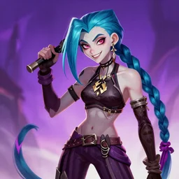 illustration of Arcane Jinx, in the style of Arcane, league of legends, trending on artstation by Jerry Loh