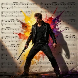 automated modularity of the graphic musical score, masculine, explosive, with colors from the movie fight club