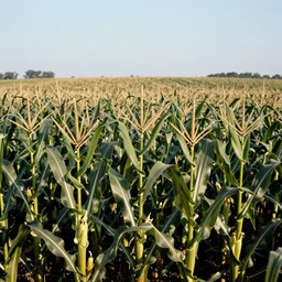 corn field in american realism style color photograph, 1970s