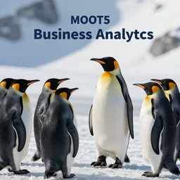 A penguin explaining business analytics to his friends.