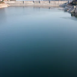 a photo of a vast dam, viewed from the top