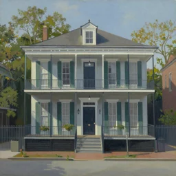 painting of a house in New Orleans during Marci Gras, by Edward Hopper