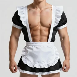 muscular man wearing a cute maid outfit