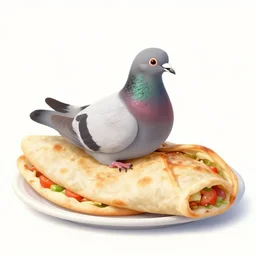 a living pidgeon inside of a doner kebap