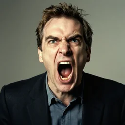 Portrait of an angry man screaming by Francis Bacon, Carne Griffiths and Ralph Steadman