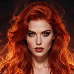 a highly detailed beautiful portrait of woman with deep red hair, heat emanating from her hair ( fiery ), james gurney, james jean