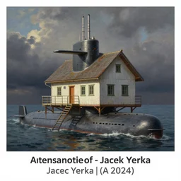 submarine - house. painting by jacek yerka.