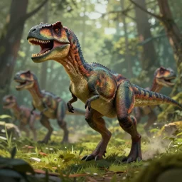 still shot of a pack of accurate velociraptors running, blurry, hunting in the forest, style of greg rutkowski and hyung - tae kim tre, artstation, cgsociety, 8 k, cinematic, unreal engine, octane render, illustration digital painting, art by wlop