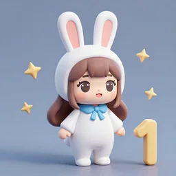 original chibi bunny girl rendered 3 d, ranking number 1 on pixiv, isometric