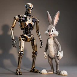 a studio photograph of T800 from Terminator but its bugs bunny.
