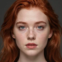 hyper realistic, full perfect face, realistic, highly detailed background, photography beautiful girl, face tamzin merchant, red hair, style of alla prima