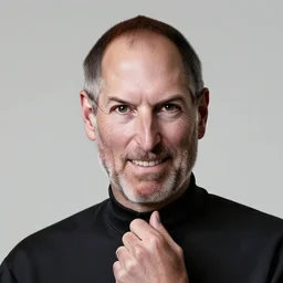 studio portrait photography of steve jobs with a smile, he's happy and healthy, highly detailed