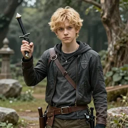 A young thief in a fantasy world with blonde hair