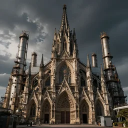 gothic cathedral as a chemical plant, artstation