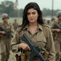 Kylie Jenner in Saving Private Ryan film still from Saving Private Ryan