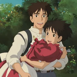 nicolas cage as an anime character from studio ghibli. beautiful. 4 k.