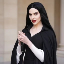 aubrey plaza cosplaying as morticia