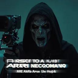 vfx film closeup, retrowave necromancer, flat color profile low - key lighting award winning photography arri alexa cinematography, hyper real photorealistic cinematic, atmospheric cool colorgrade