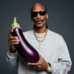 snoopdogg holding an eggplant