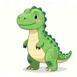 a green anthropomorphic dinosaur in the style of craola, adorable and whimsical, digital illustration, ornate detail