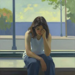 summertime sadness by atey ghailan ( ( ( and edward hopper ) ) )