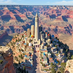 metropolis tourist destination city in the depths of the grand canyon, in marble incrusted of legends official fanart behance hd by Jesper Ejsing, by RHADS, Makoto Shinkai and Lois van baarle, ilya kuvshinov, rossdraws global illumination