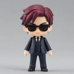 nendoroid suits man, crowley from good omens, good omens tv series, marron short hair, sunglasses, david tennant, product photography